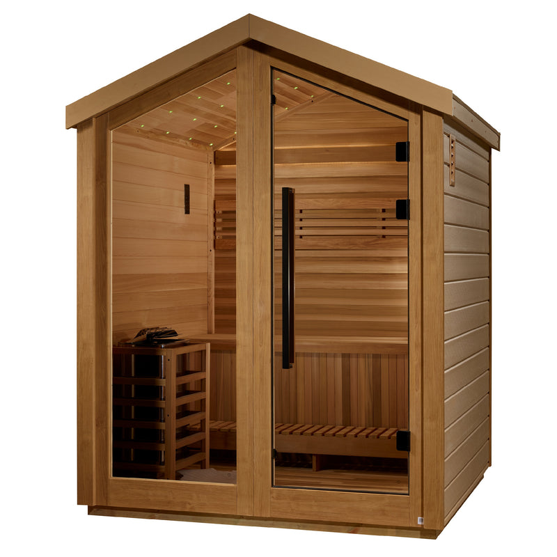 ⏳ Limited Sale – Ends June 30 | Golden Designs Savonlinna | 3-Person Barn Outdoor Traditional Sauna | Canadian Red Cedar | 8.0 kW Stove (GDI-8503-01)