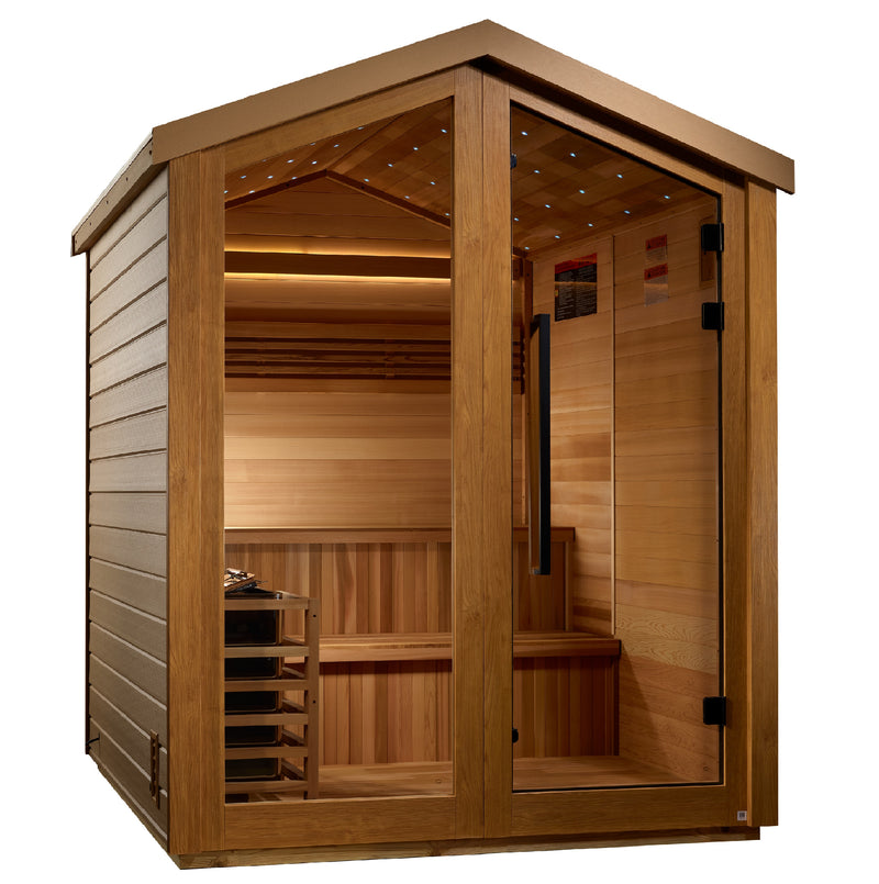 ⏳ Limited Sale – Ends June 30 | Golden Designs Kaarina | 6-Person Barn Outdoor Traditional Sauna | Canadian Red Cedar | 8.0 kW Stove (GDI-8506-01)