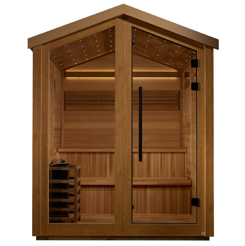 ⏳ Limited Sale – Ends June 30 | Golden Designs Kaarina | 6-Person Barn Outdoor Traditional Sauna | Canadian Red Cedar | 8.0 kW Stove (GDI-8506-01)
