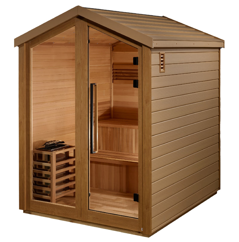 ⏳ Limited Sale – Ends June 30 | Golden Designs Savonlinna | 3-Person Barn Outdoor Traditional Sauna | Canadian Red Cedar | 8.0 kW Stove (GDI-8503-01)