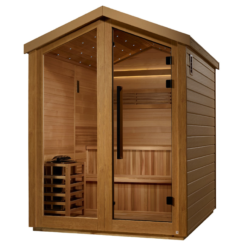 ⏳ Limited Sale – Ends June 30 | Golden Designs Kaarina | 6-Person Barn Outdoor Traditional Sauna | Canadian Red Cedar | 8.0 kW Stove (GDI-8506-01)