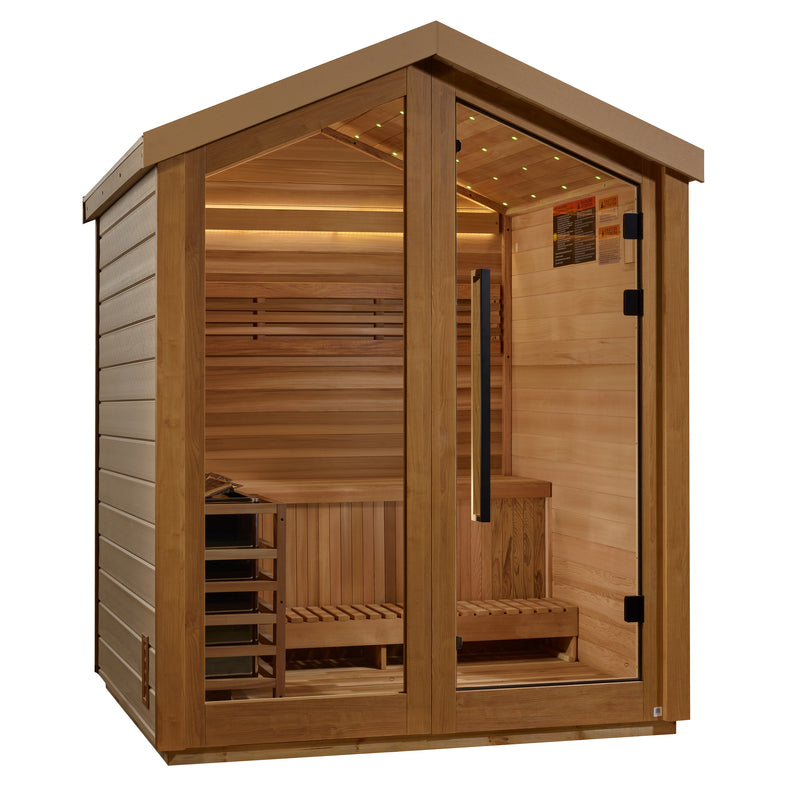 ⏳ Limited Sale – Ends June 30 | Golden Designs Savonlinna | 3-Person Barn Outdoor Traditional Sauna | Canadian Red Cedar | 8.0 kW Stove (GDI-8503-01)