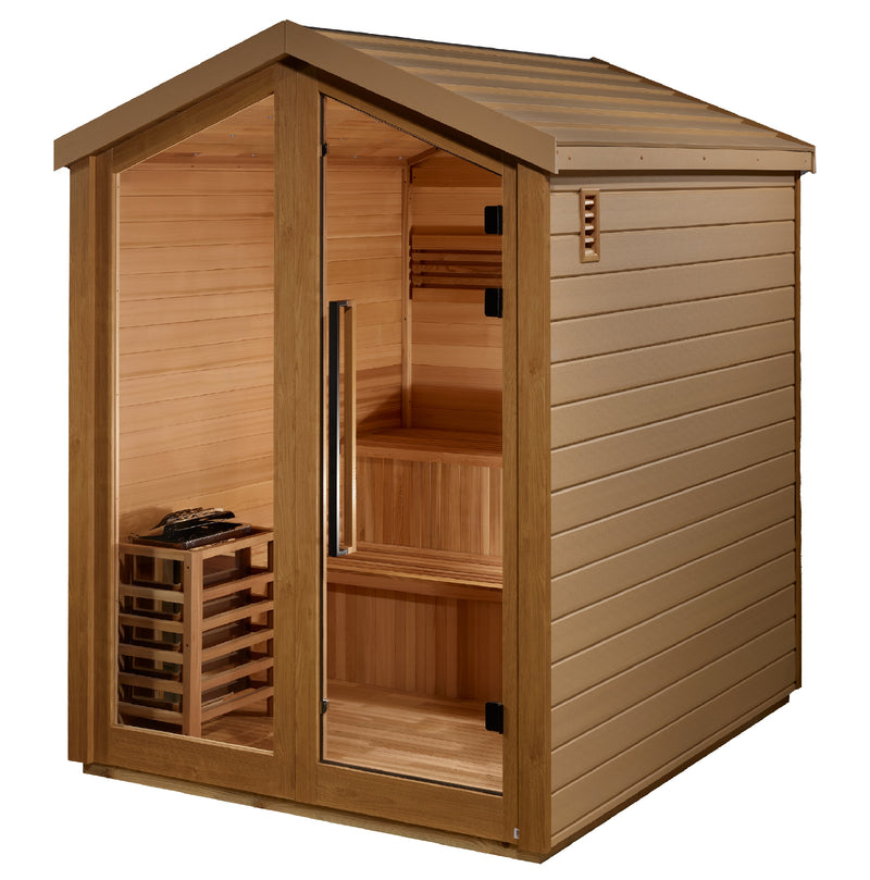 ⏳ Limited Sale – Ends June 30 | Golden Designs Kaarina | 6-Person Barn Outdoor Traditional Sauna | Canadian Red Cedar | 8.0 kW Stove (GDI-8506-01)