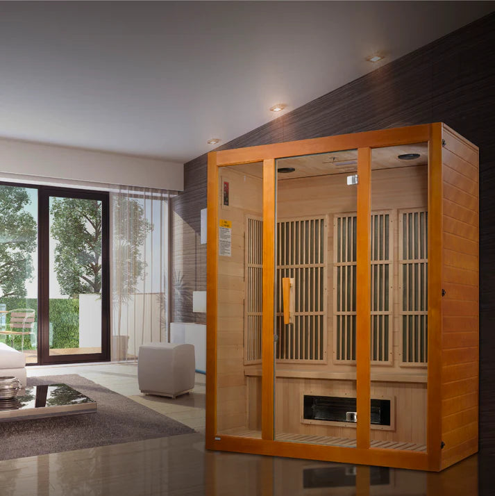 Maxxus Alpine Dual Tech 3 Person FAR Infrared Sauna | Canadian Hemlock | Ceramic & Carbon Panels | MX-J306-02S
