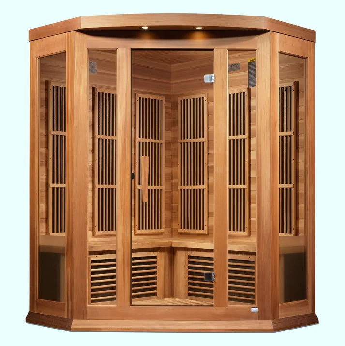 Maxxus Avignon | 3-Person Corner FAR Infrared Sauna | Canadian Red Cedar | Near Zero EMF | MX-K356-01-ZF-CED
