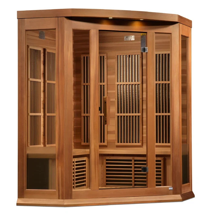 Maxxus Avignon | 3-Person Corner FAR Infrared Sauna | Canadian Red Cedar | Near Zero EMF | MX-K356-01-ZF-CED