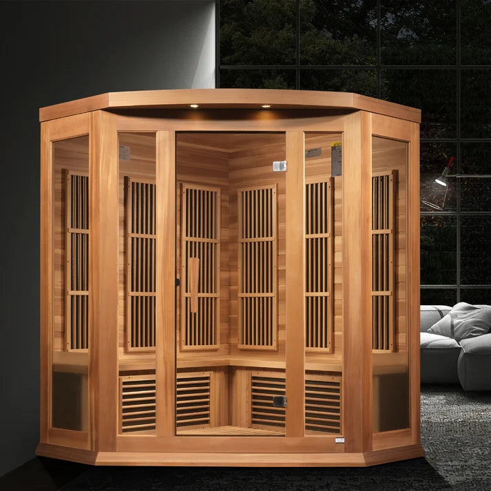 Maxxus Avignon | 3-Person Corner FAR Infrared Sauna | Canadian Red Cedar | Near Zero EMF | MX-K356-01-ZF-CED