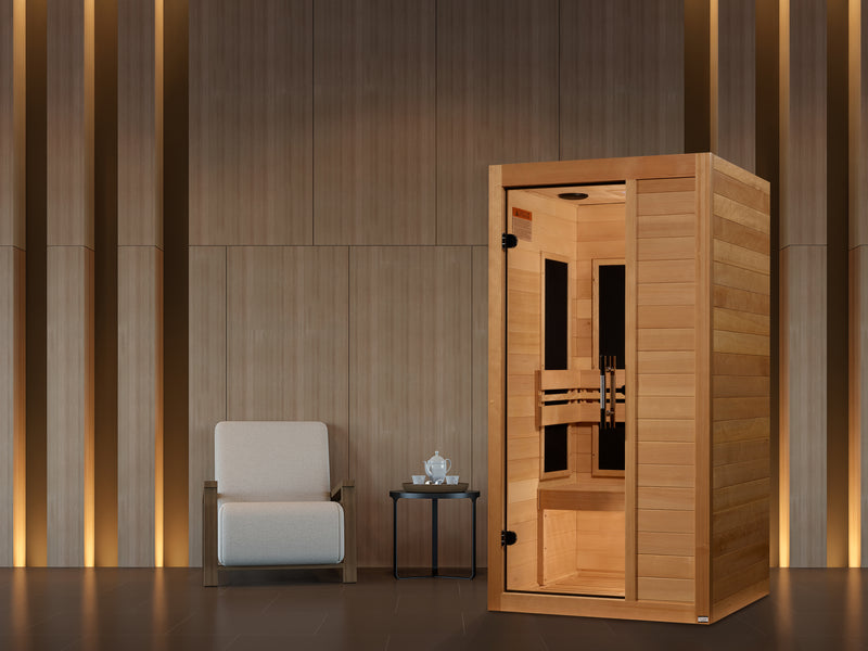 Maxxus S-Line 1 Person FAR Infrared Sauna | Canadian Hemlock | Low EMF Carbon Panels | MX-S106-01