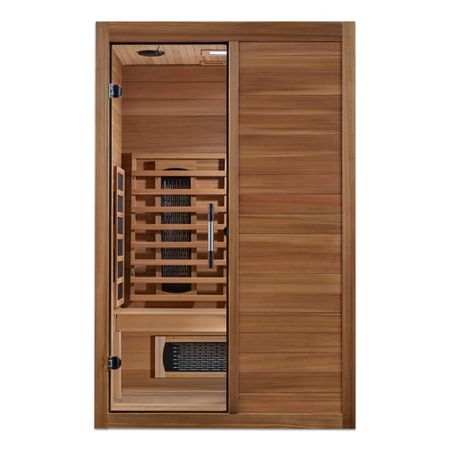Maxxus S-Line 2-Person Full Spectrum Infrared Sauna in Pacific Cedar with bronze tempered glass door — MX-S206-01-FS-PC