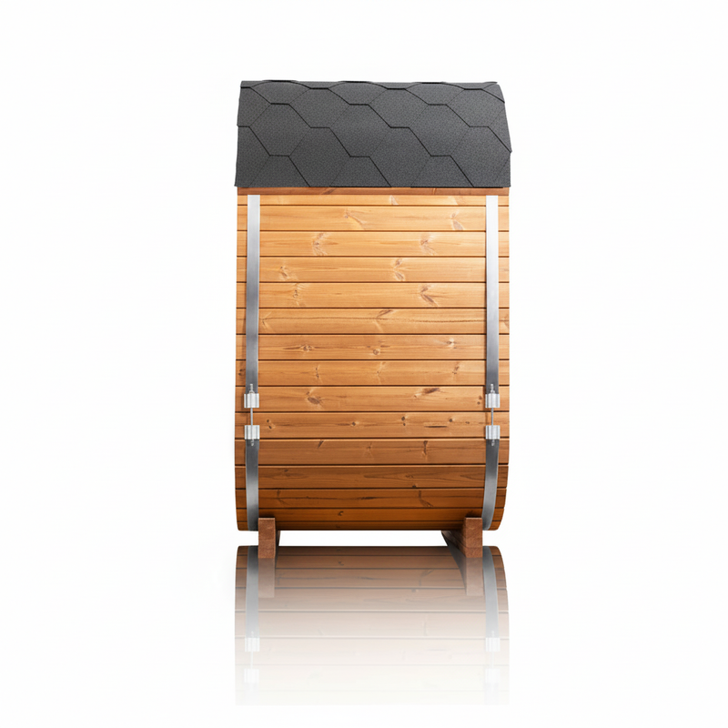 Orivon Auris One outdoor cedar sauna, detail view