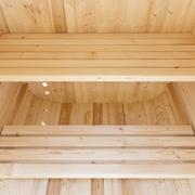 Orivon Auris One outdoor cedar sauna, interior view