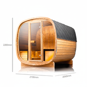Orivon Auris Two luxury cedar sauna, angle view