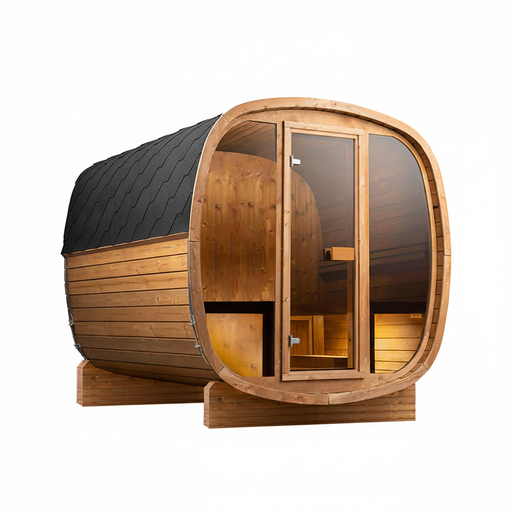 Orivon Auris Two luxury cedar sauna, front view