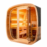 Orivon Auris Two luxury cedar sauna, side view