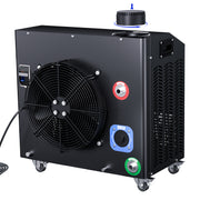 Black industrial cooler with fan and control buttons on a white background