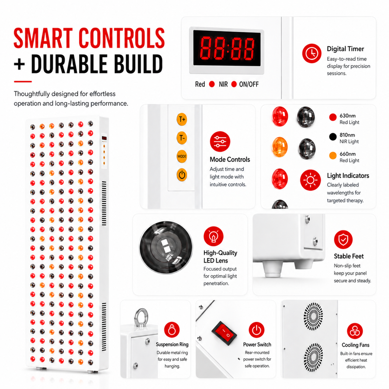 iReliev 1500W Full-Body Red Light & Near-Infrared Panel | High-Output | Full Coverage