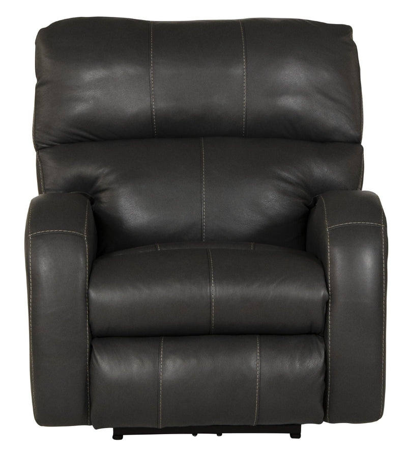 Unique Piece Furniture Angelo Power Recliner | Italian Leather | Lay-Flat | Power Headrest | Gunmetal / Black