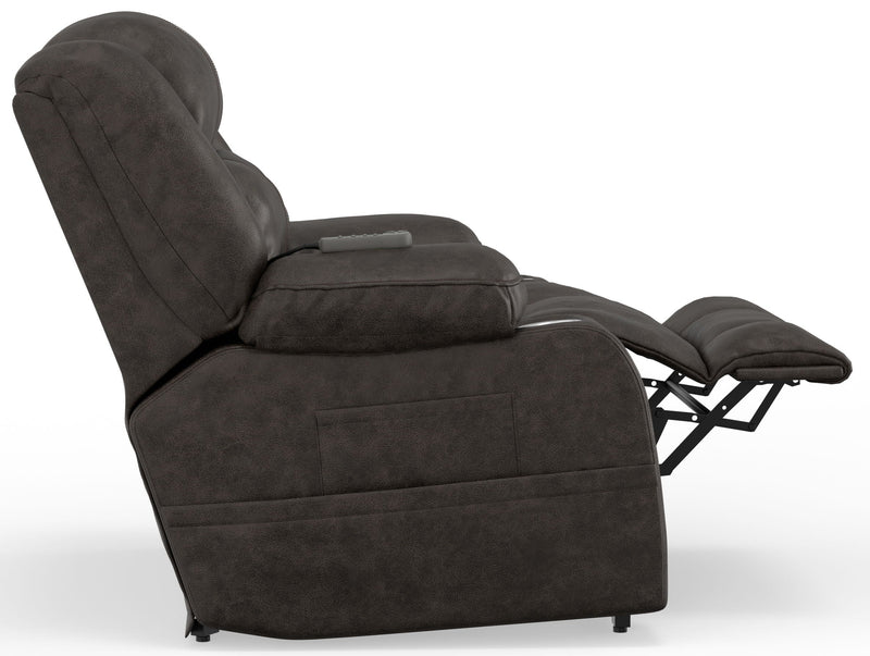 Unique Piece Furniture Tucker Power Lift Recliner | Heat & Massage | Dual Cup Holders | Tall Waterfall Back | Steel Faux Leather