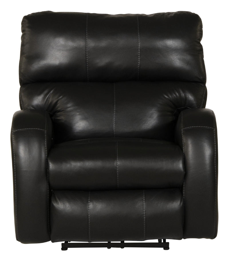 Unique Piece Furniture Angelo Power Recliner | Italian Leather | Lay-Flat | Power Headrest | Gunmetal / Black