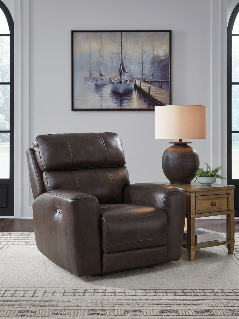 Unique Piece Furniture Crossplex Power Recliner | Genuine Leather | Adjustable Headrest | Zero-Gravity | Smoke