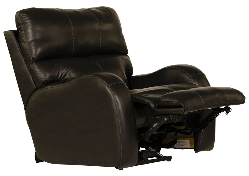 Unique Piece Furniture Angelo Power Recliner | Italian Leather | Lay-Flat | Power Headrest | Gunmetal / Black