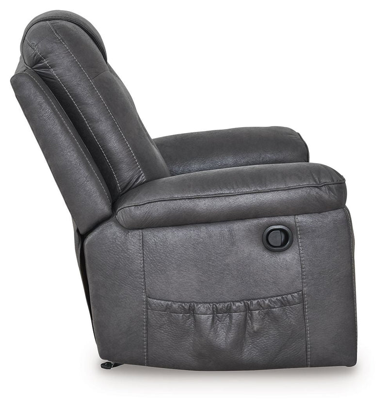 Unique Piece Furniture Stockworth Rocker Recliner | Faux Leather | Heat & Massage | Light Brown / Dark Gray