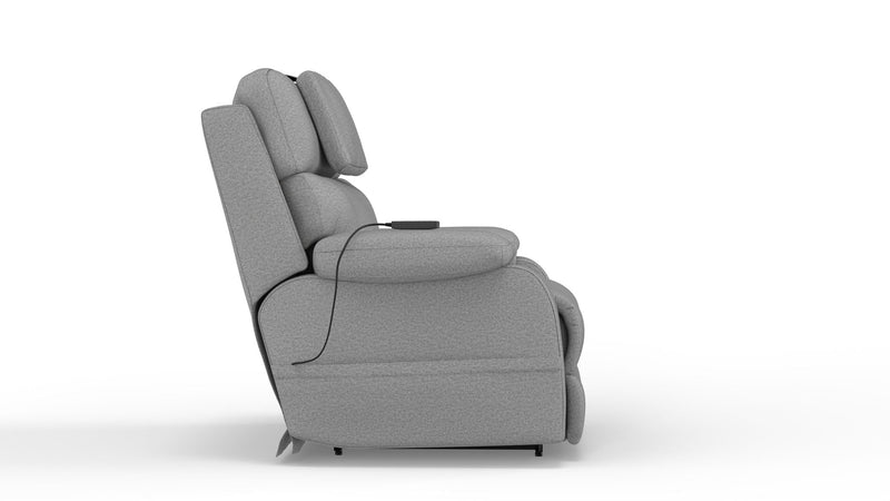 Unique Piece Furniture Dreamtime 48" Power Recliner | Zero Gravity | Power Headrest | CR3 Heat & Massage | Nanobionic Fabric | Beach / Steel / Haze