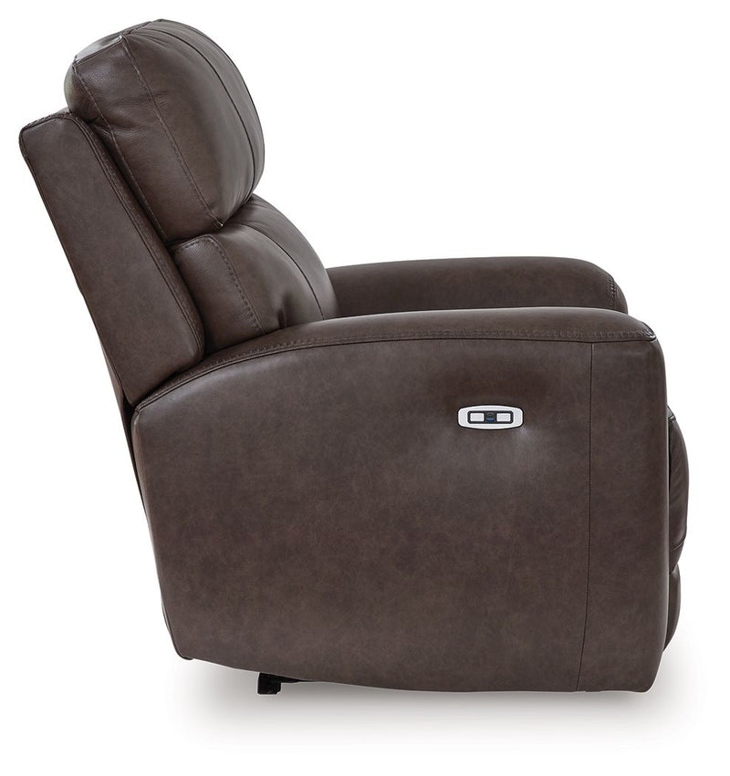 Unique Piece Furniture Crossplex Power Recliner | Genuine Leather | Adjustable Headrest | Zero-Gravity | Smoke