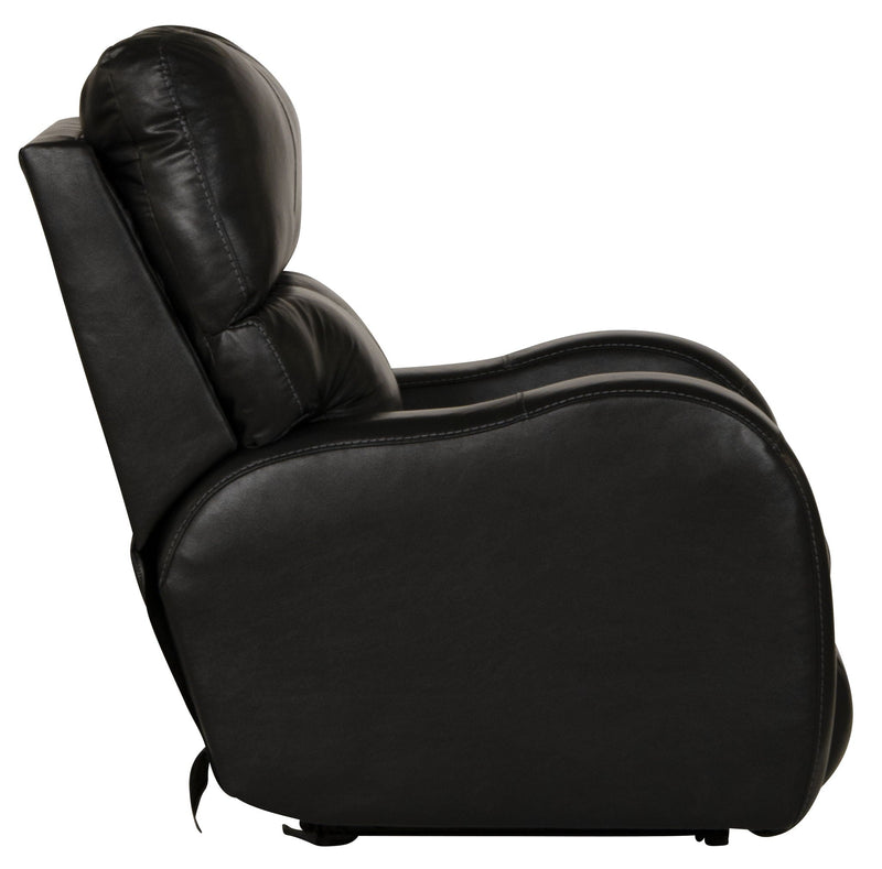 Unique Piece Furniture Angelo Power Recliner | Italian Leather | Lay-Flat | Power Headrest | Gunmetal / Black