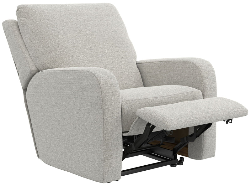 Unique Piece Furniture Lullaby Power Recliner | Auto-Glide Lay-Flat | Power Headrest | USB-C | Sunbelievable Fabric | Cotton / Denim / Pebble