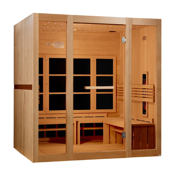 Golden Designs Catalonia | 8-Person Full Spectrum Infrared Sauna | Canadian Hemlock | Near Zero EMF | GDI-6880-03 FS